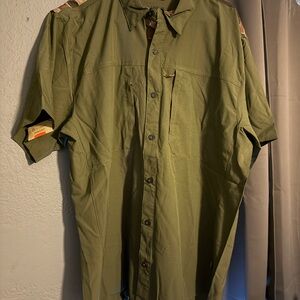 Magellan Outdoor Men Green Short Sleeve Button-Up Shirt